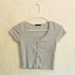 Grey Cropped Brandy Melville Zelle Top